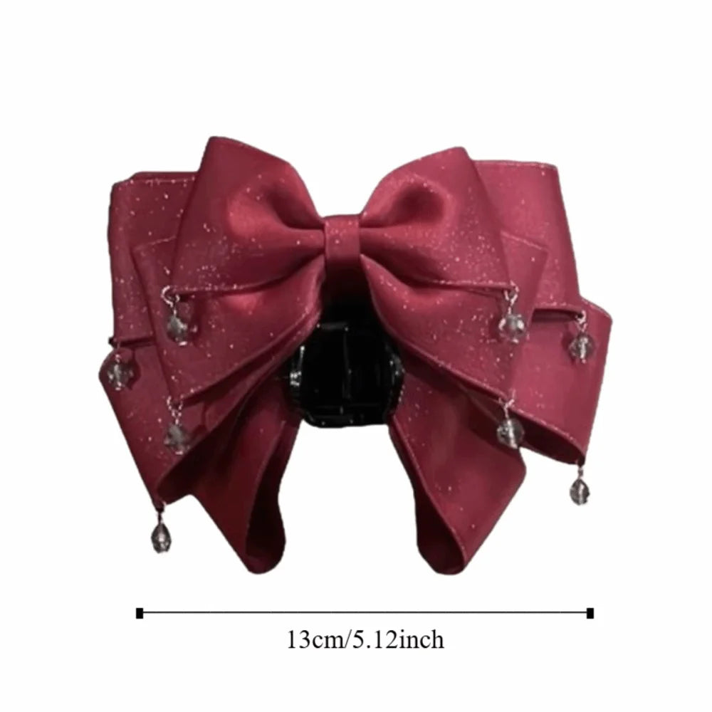 Elegant Butterfly Knot Hair Clip Starry Sky Design Sparkling Diamond Bow Clip Shiny Tassel Shark Clip For Girls Women