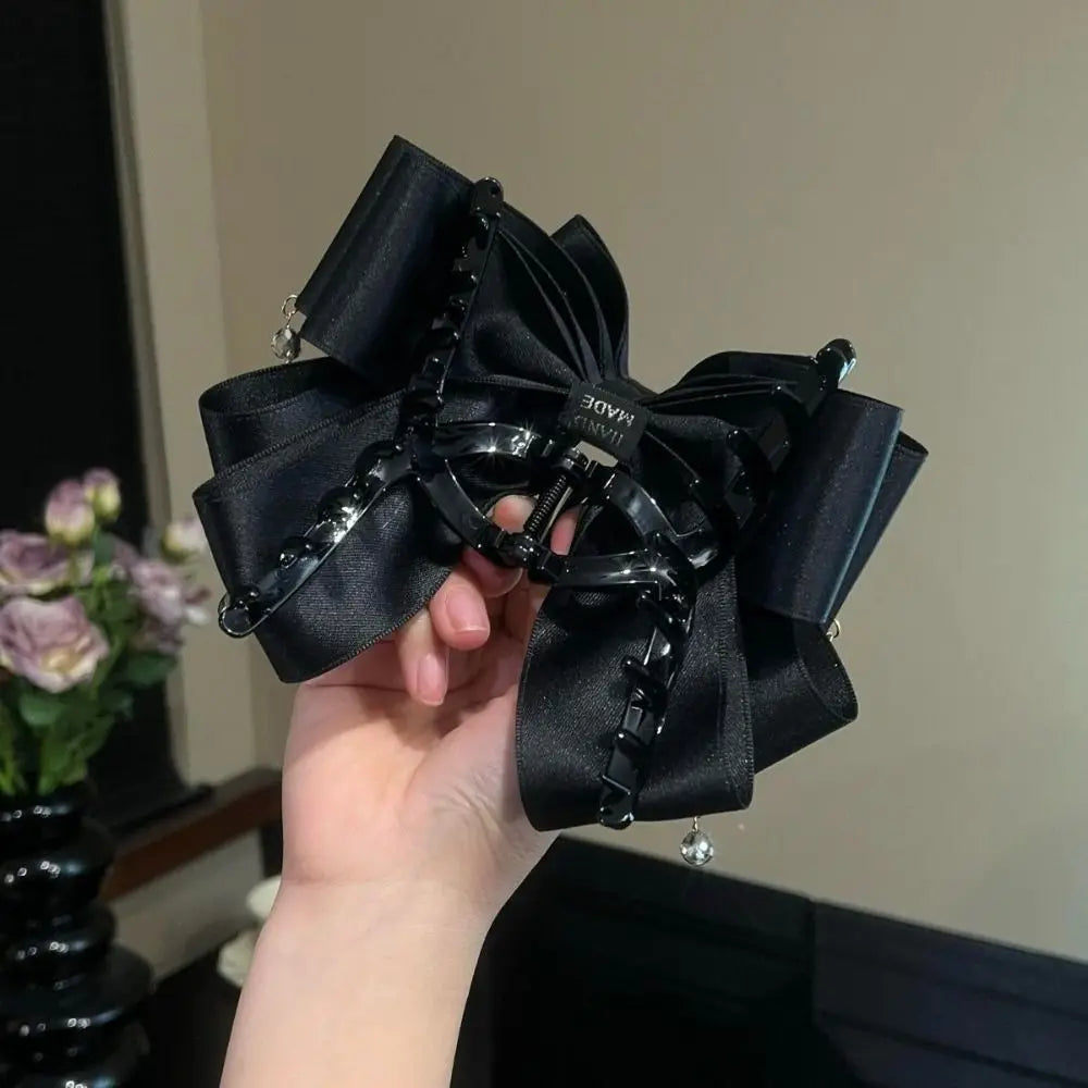 Elegant Butterfly Knot Hair Clip Starry Sky Design Sparkling Diamond Bow Clip Shiny Tassel Shark Clip For Girls Women