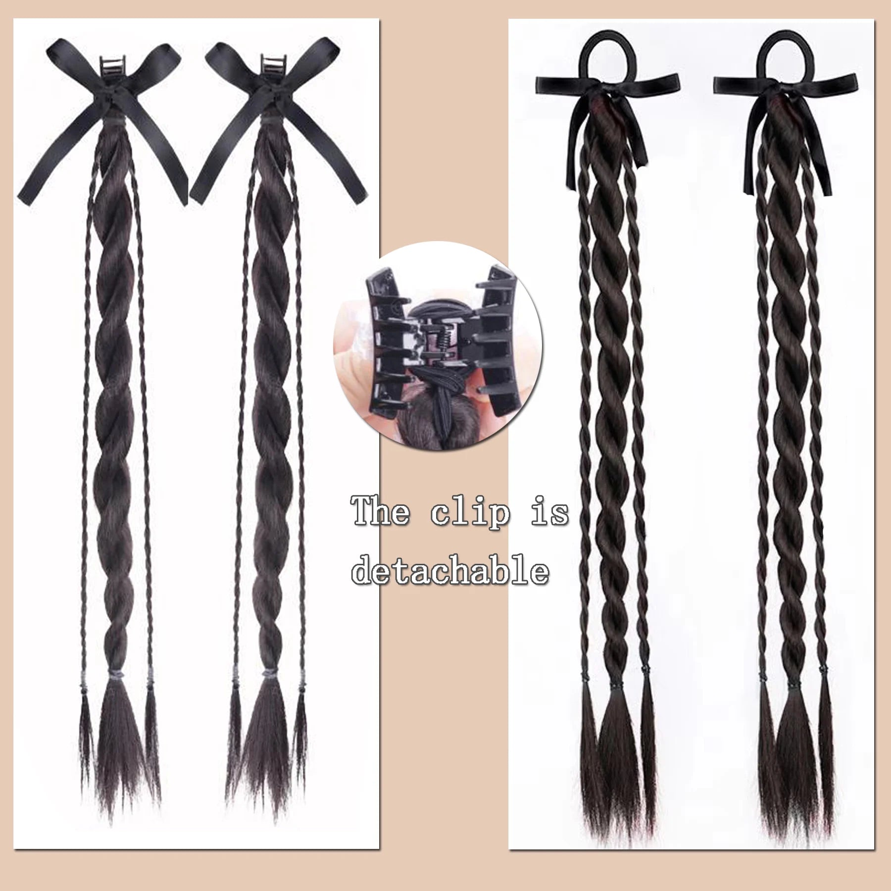 Synthetic Wig ponytail female net red twisted braid sweet cool spicy girl boxing braid hair loop style double long braid