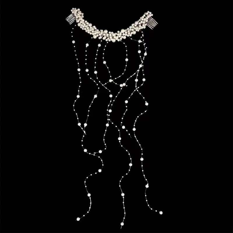 Romantic Pearl Tassels Bridal Hair Accessories Wedding Pearl Hair Vine Photography Props Banquet Women's Jewelry Headbands