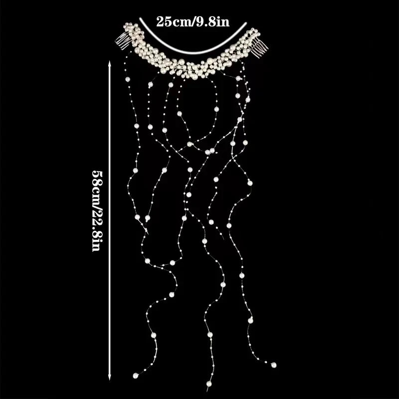 Romantic Pearl Tassels Bridal Hair Accessories Wedding Pearl Hair Vine Photography Props Banquet Women's Jewelry Headbands